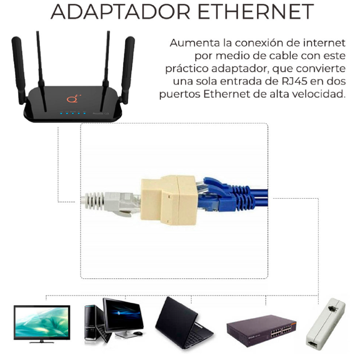 Divisor Splitter 1x2 Cable De Red Rj45