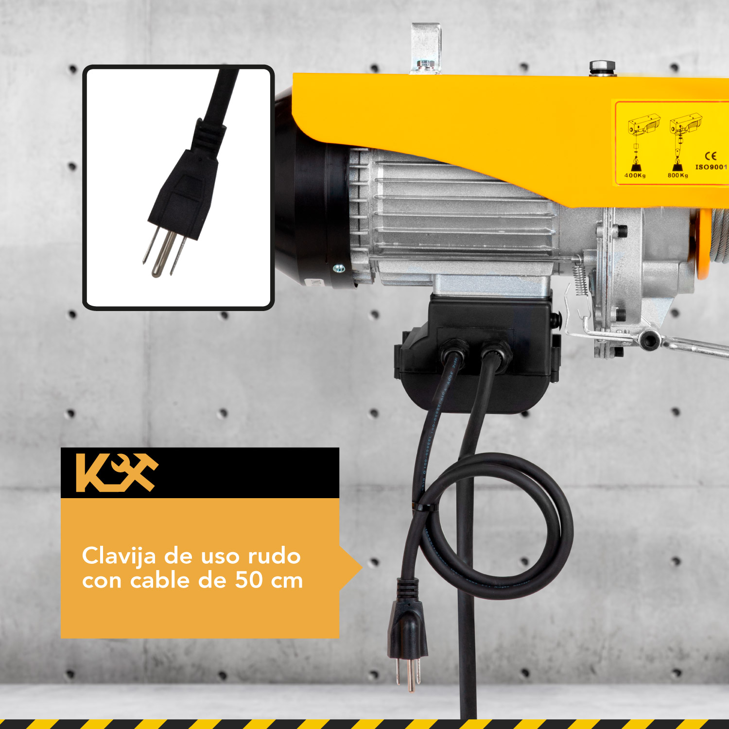 Polipasto Electrico Cable 20m Carga 400 A 800 Kilos 110v 