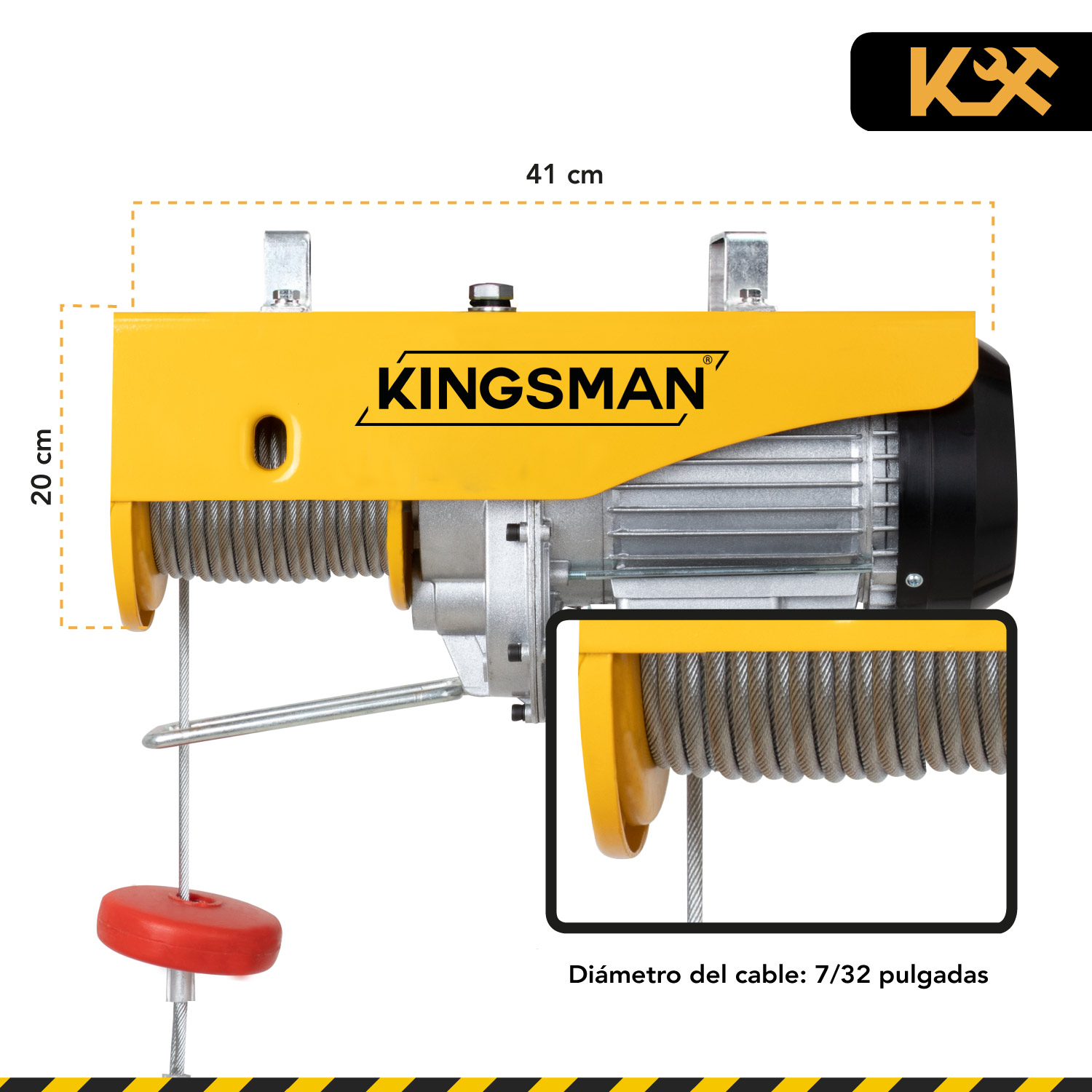 Polipasto Electrico 400-800 Kg 220 V con Cable 20 m 7/32 PA800A Kingsman 