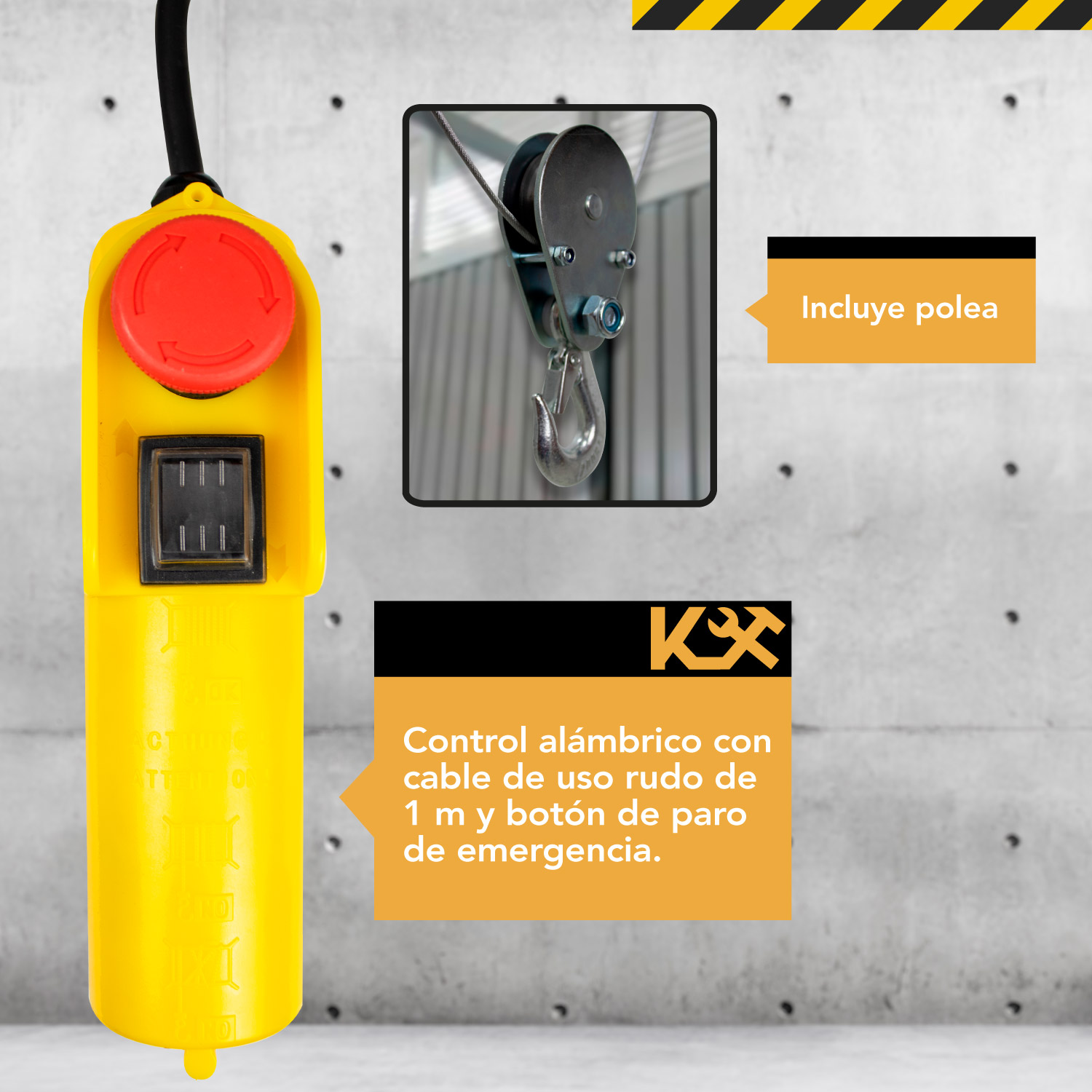 Polipasto Electrico Cable 20m Carga 500 A 1000 Kilos 220v 