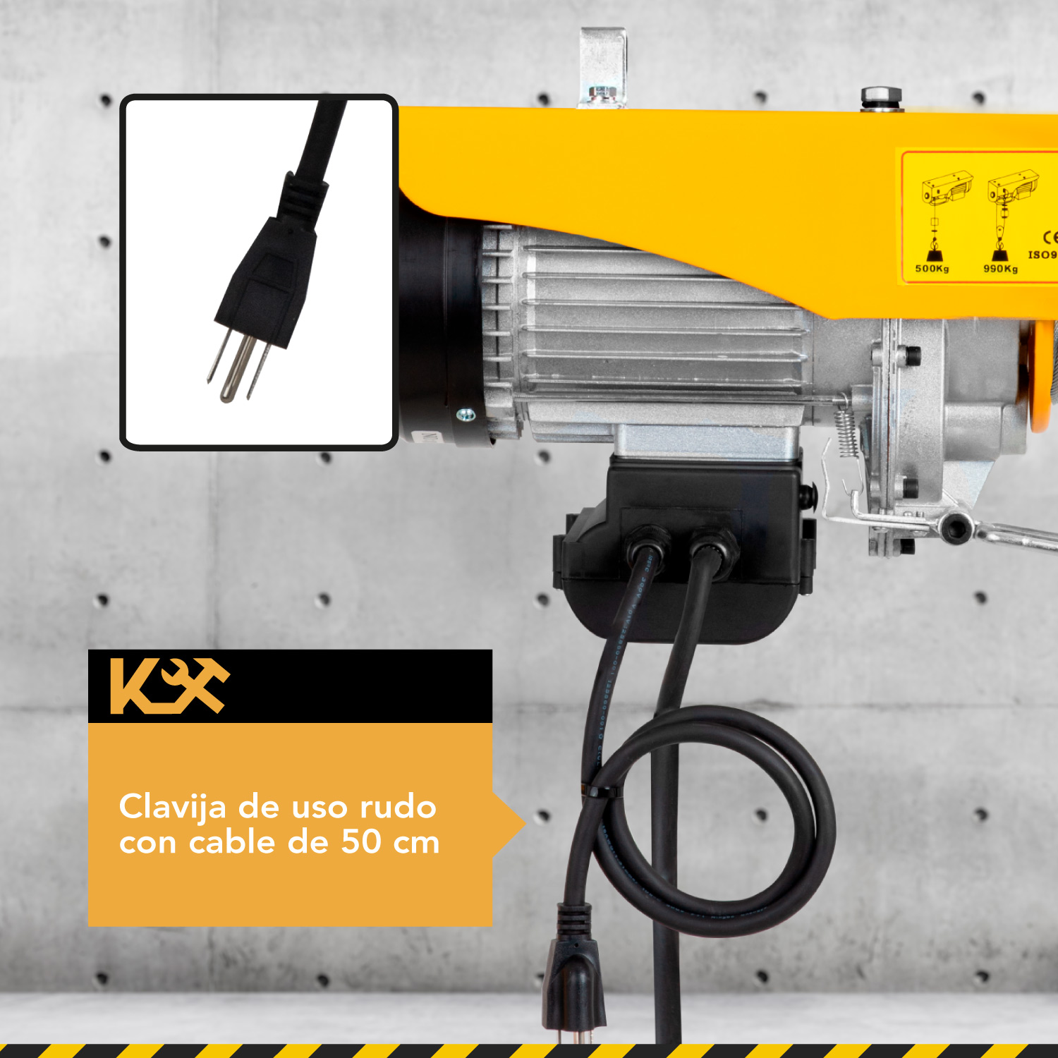 Polipasto Electrico Cable 20m Carga 500 A 1000 Kilos 220v 