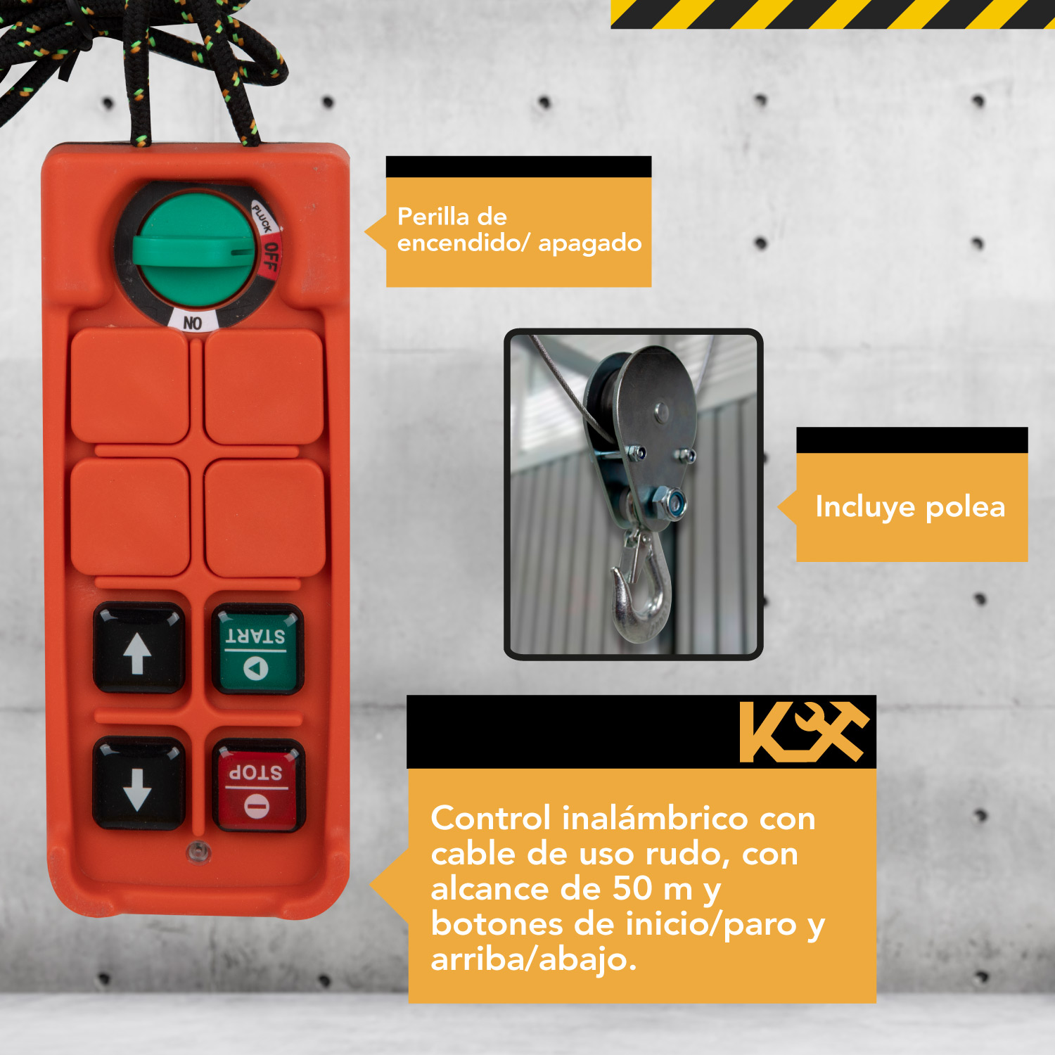 Polipasto Electrico 110v Control Inalambrico 500/1000kg 20m