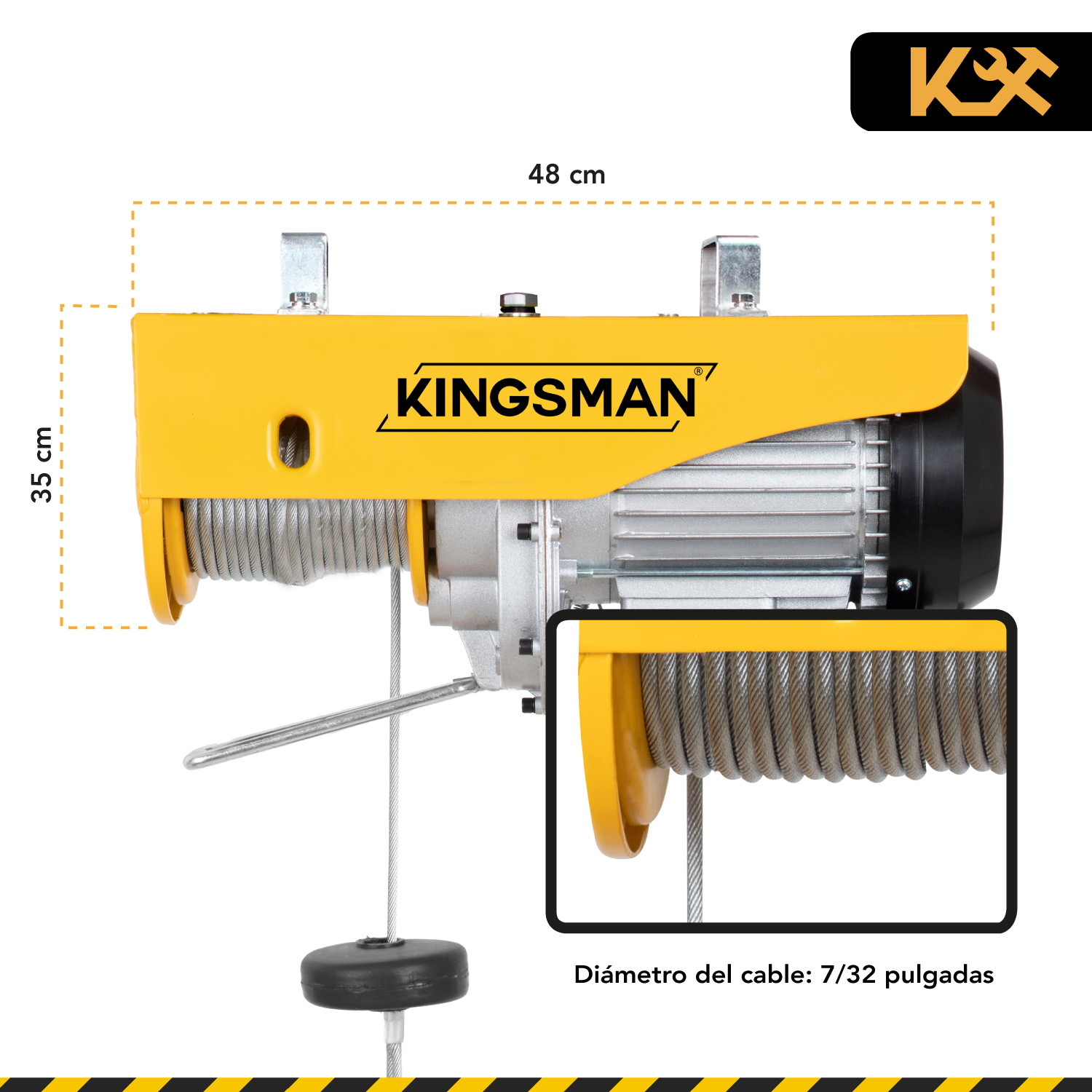Polipasto Electrico 110v Control Inalambrico 500/1000kg 20m