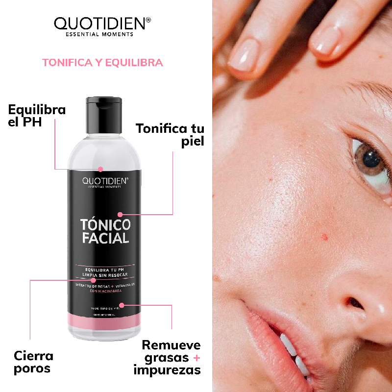 Kit Limpiador + Tónico + Serum Vitamina C + Serum Niacinamida Skin Care Facial Quotidien