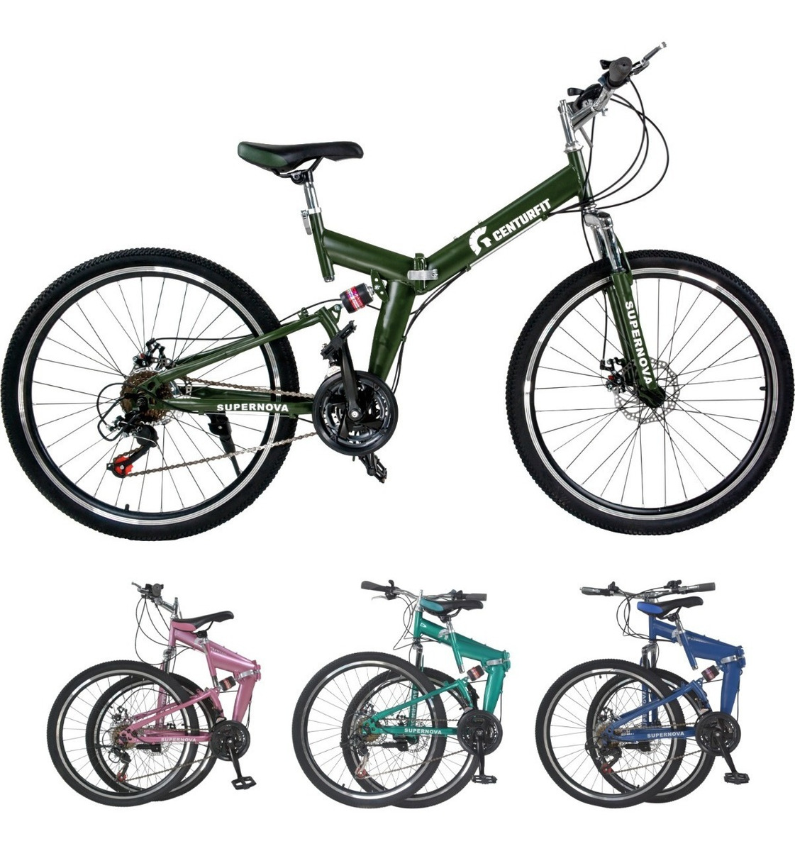 Bicicleta De Montaña Plegable R26 Freno De Disco 21 Vel Verde