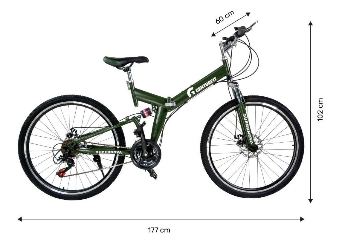 Bicicleta De Montaña Plegable R26 Freno De Disco 21 Vel Verde