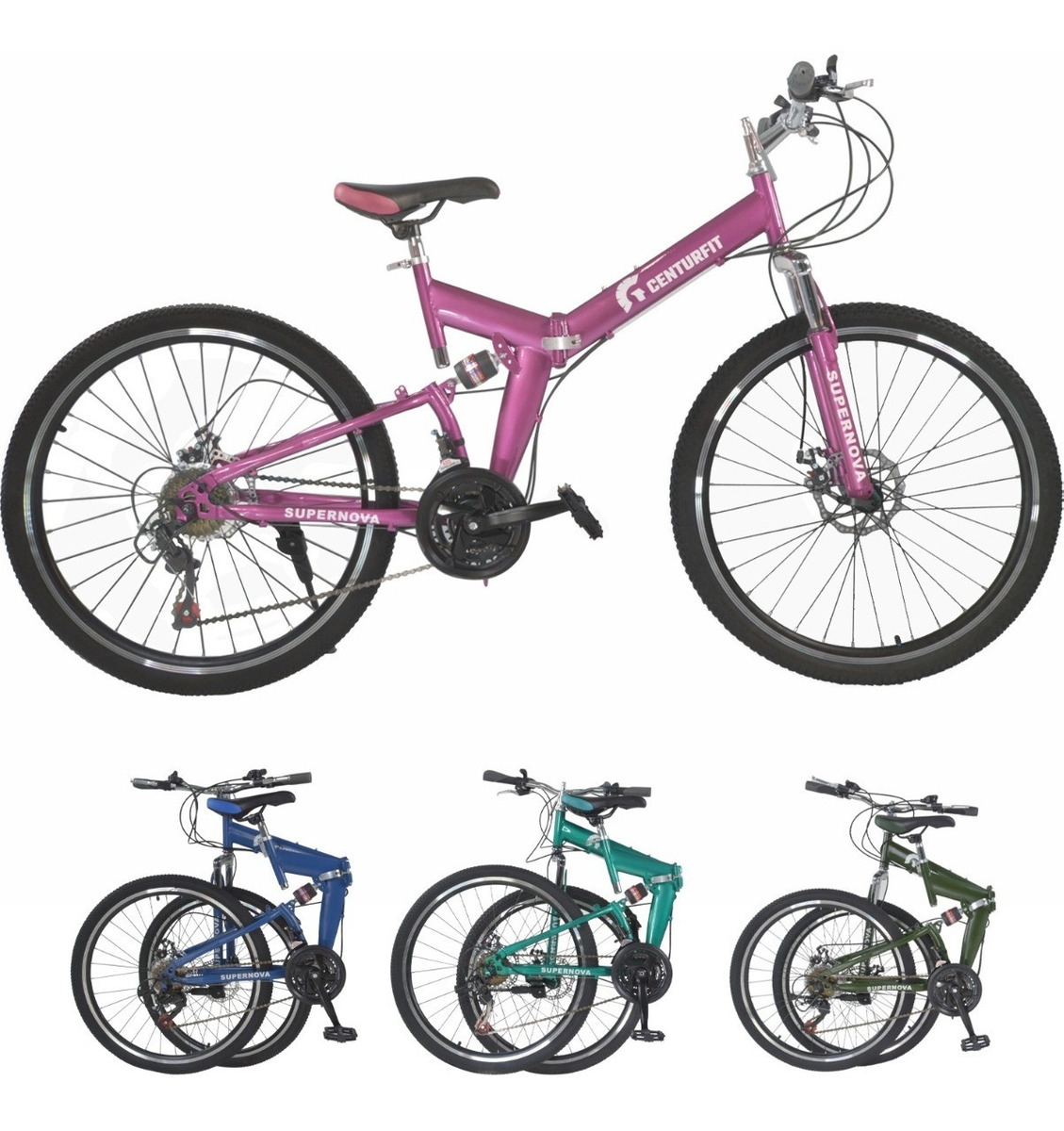 Bicicleta De Montaña Plegable R26 Freno De Disco 21 Vel Rosa