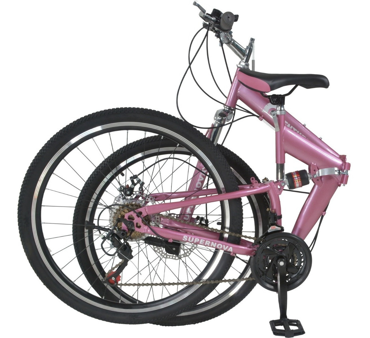 Bicicleta De Montaña Plegable R26 Freno De Disco 21 Vel Rosa