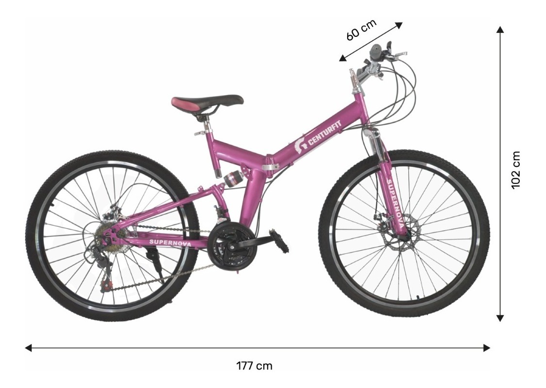 Bicicleta De Montaña Plegable R26 Freno De Disco 21 Vel Rosa