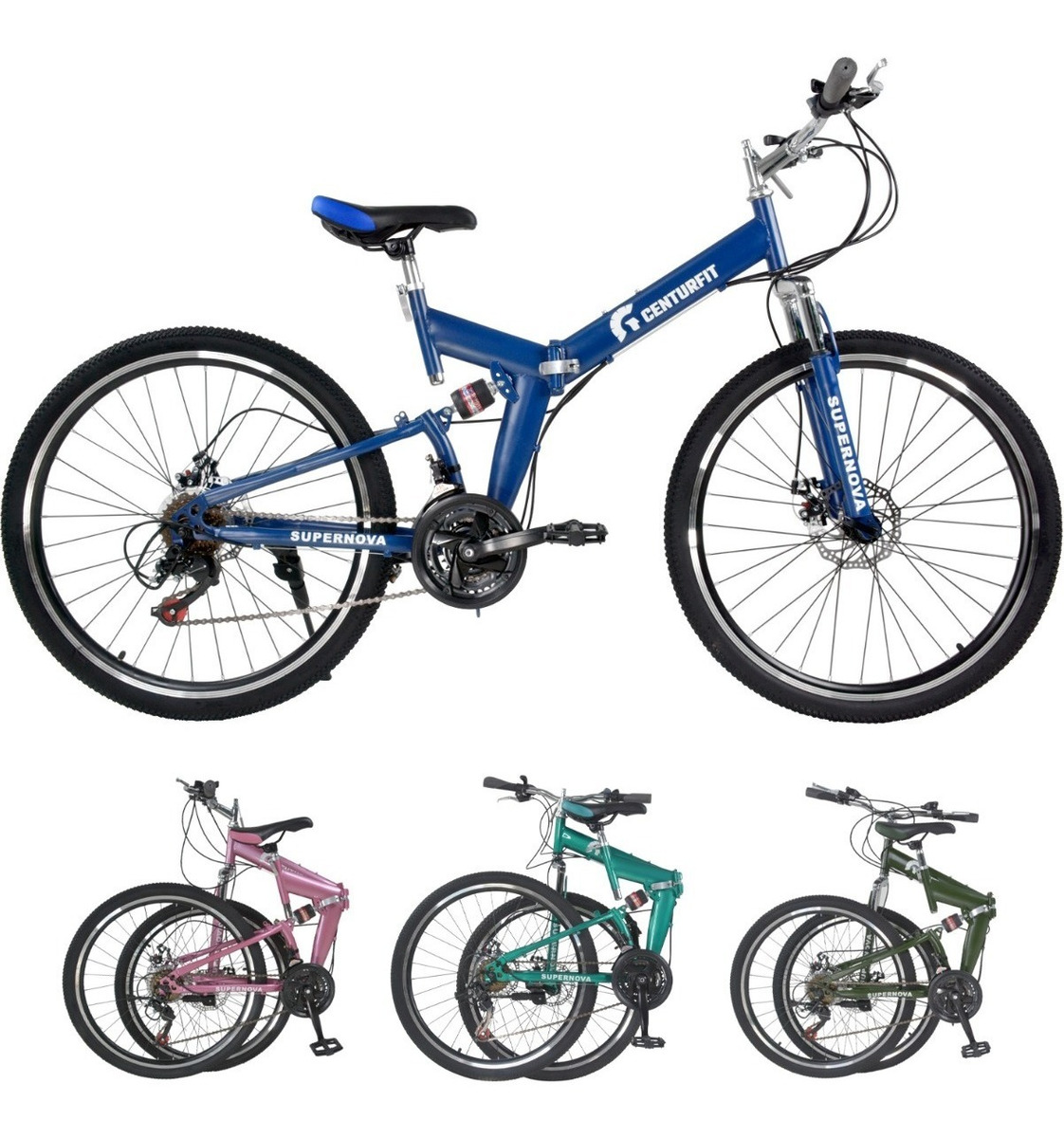 Bicicleta De Montaña Plegable R26 Freno De Disco 21 Vel Azul
