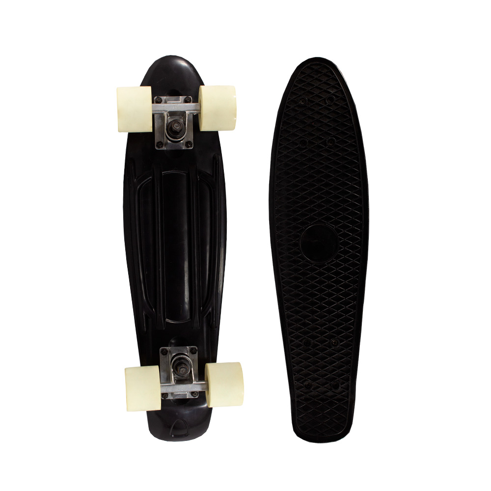 Patineta Skate Penny Clásica Negra Llantas Blancas Caras Lisas Poliuretano