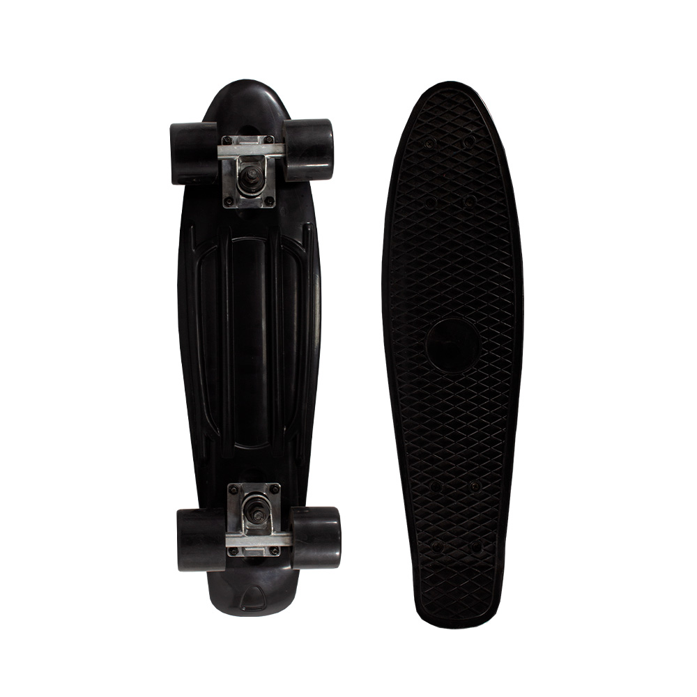 Patineta Skate Penny Clásica Negra Llantas Negras Caras Lisas Poliuretano