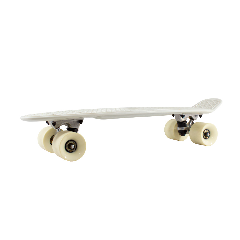 Patineta Skate Penny Clásica Blanca Llantas Blancas Caras Lisas Poliuretano