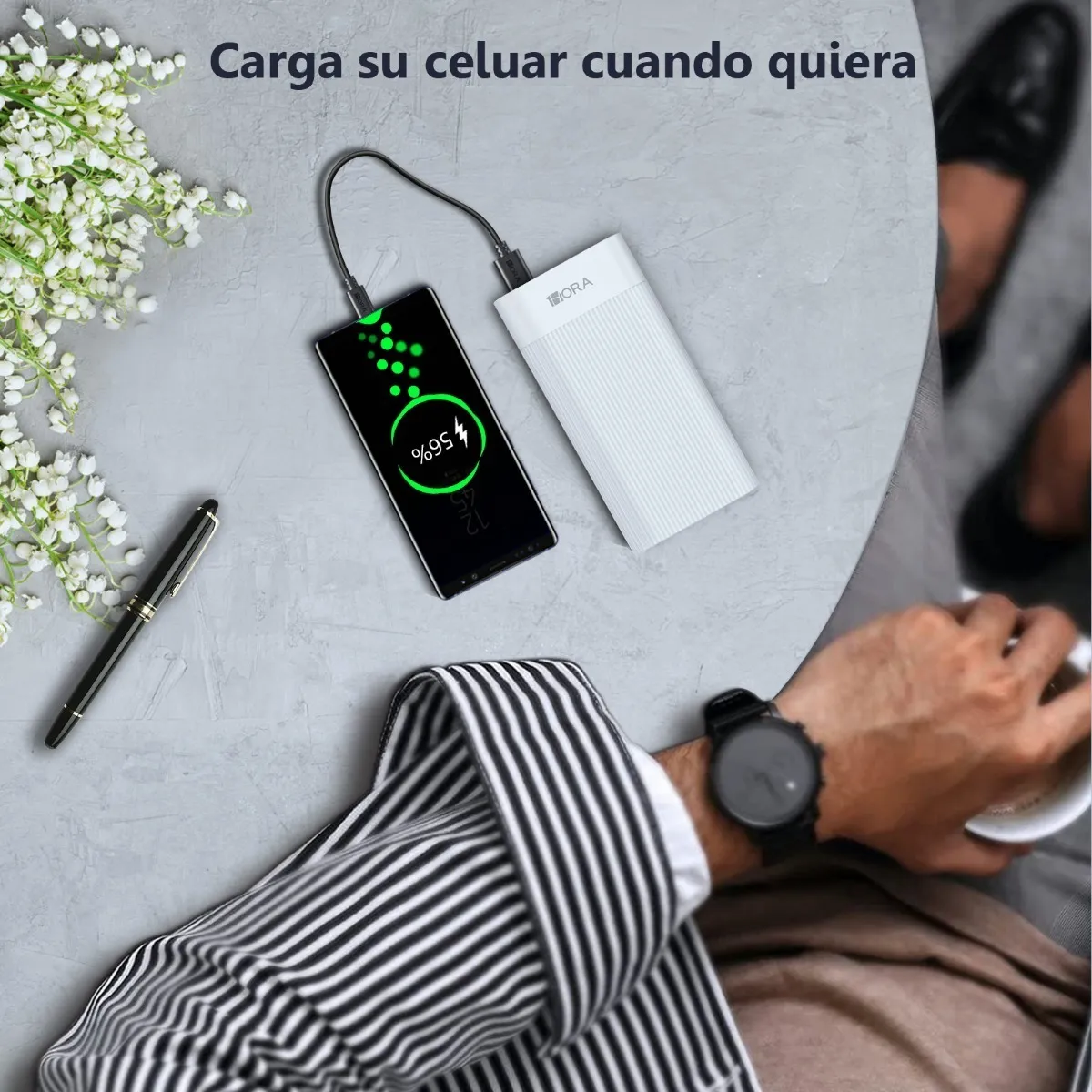 Power Bank Batería Portátil 20000mah 2.1a Carga Rápida Blanco