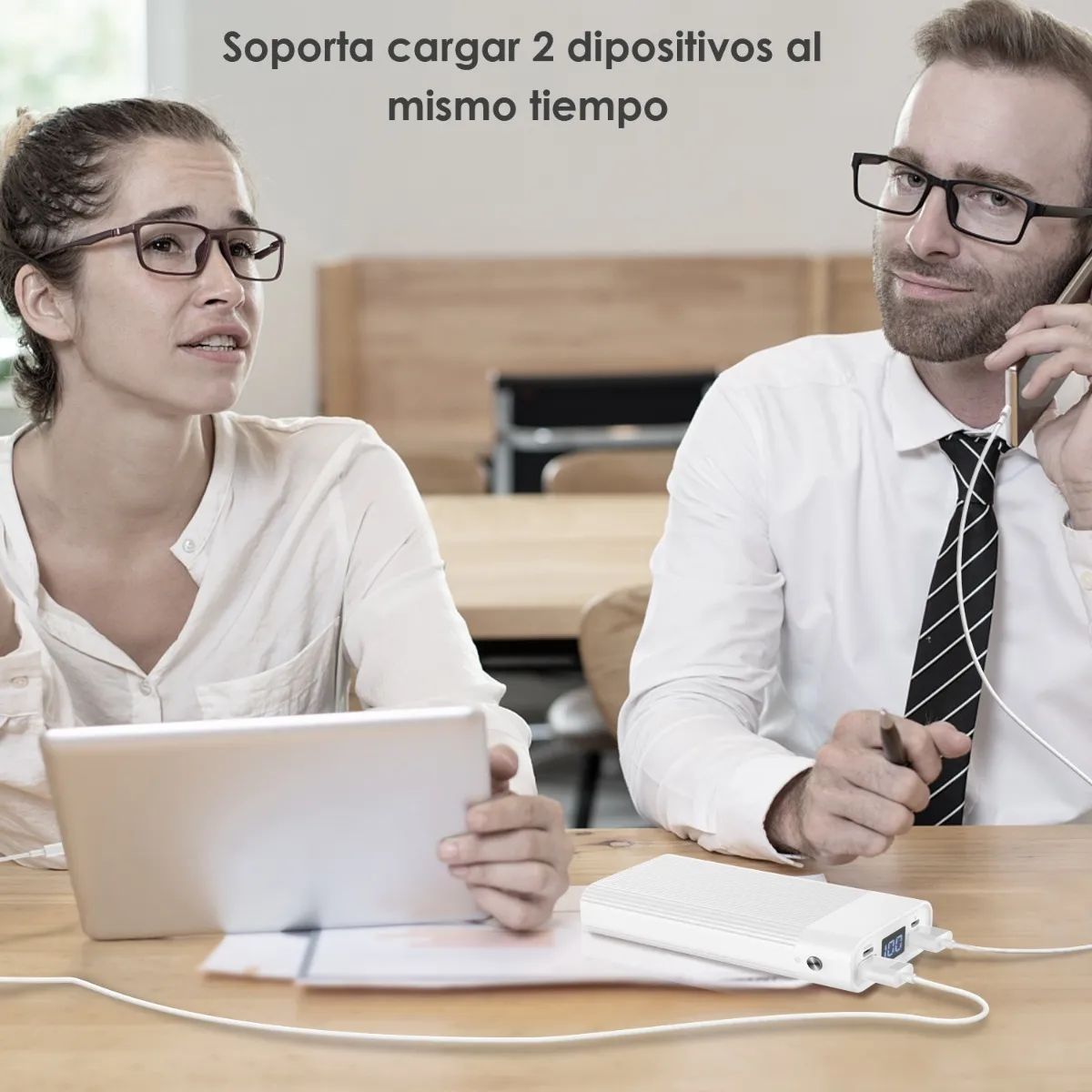 Power Bank Batería Portátil 20000mah 2.1a Carga Rápida Blanco