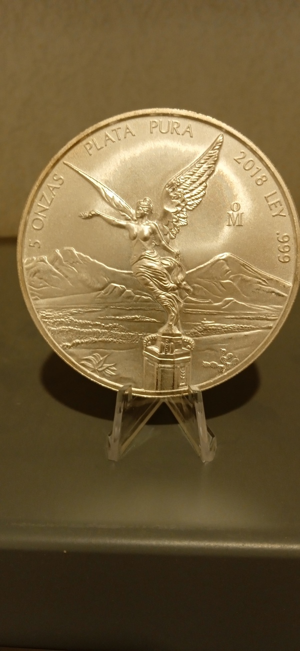 Moneda 5 Onzas Libertad Plata Pura ley .999 sin circular