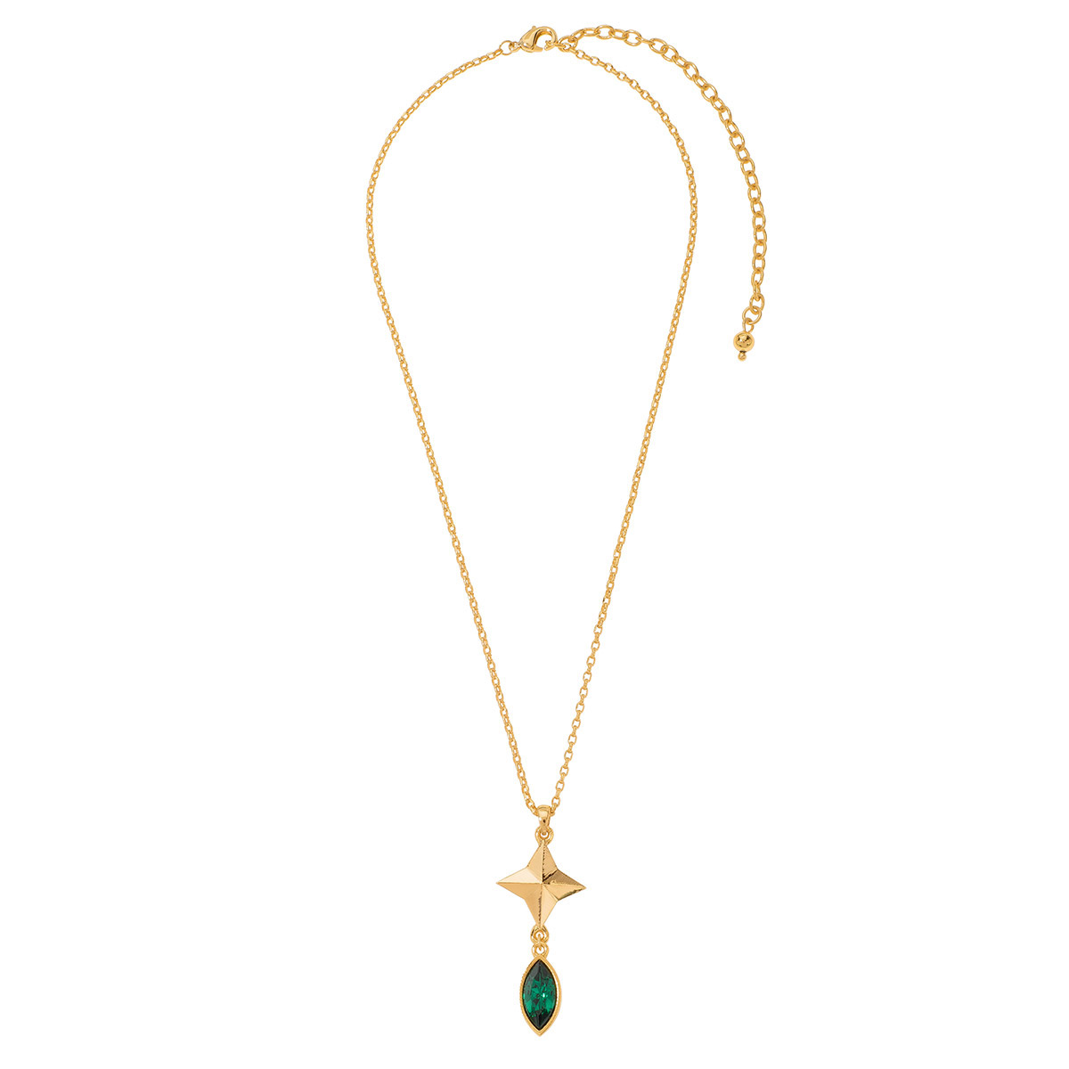 Collar Color Oro Dije Gema Verde Esmeralda Moda Mujer Joyería NICE