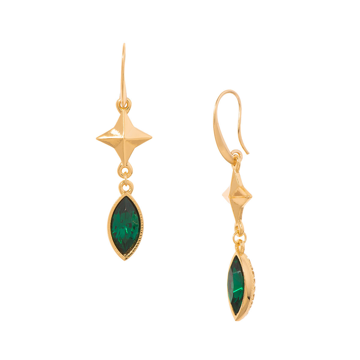 Aretes Color Oro Dije Gema Verde Moda Mujer Joyería Nice