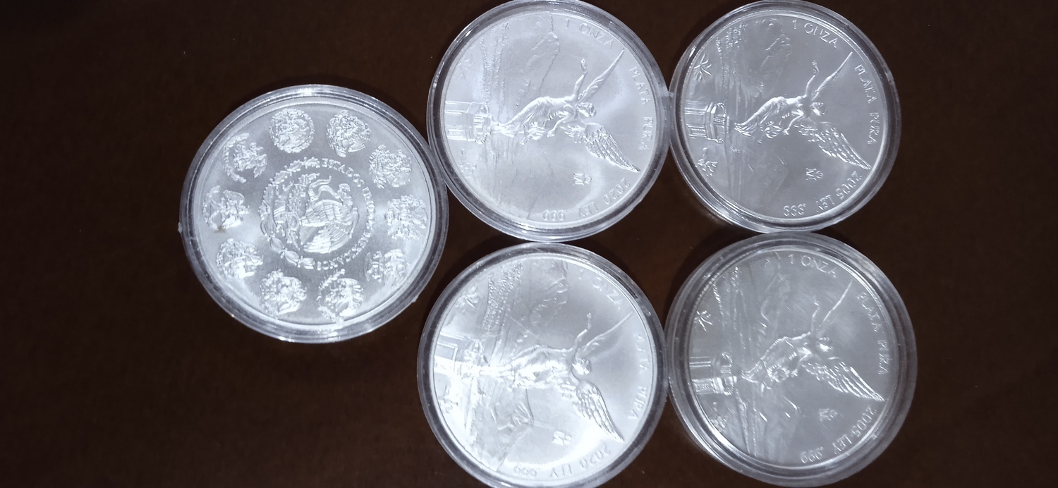 5 monedas onza plata libertad ley .999