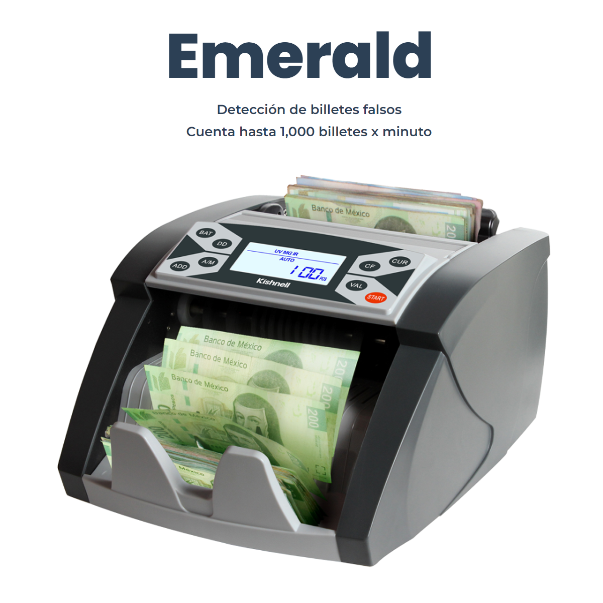 Contador De Billetes Detecta Billete Falso Kishnell Emerald