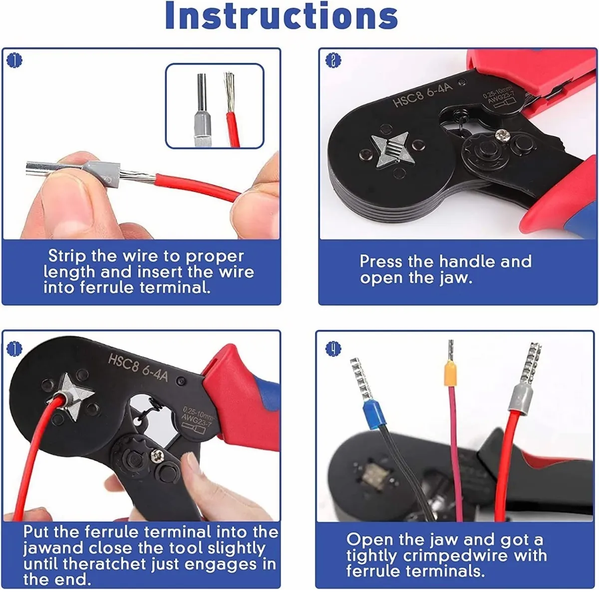 Alicate Terminales Crimpador Abrazadera Engarzador 1250 Pzs