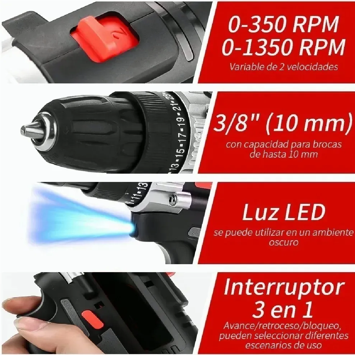 Taladro Atornillador Eléctrico Inalámbrico De Alto Impacto