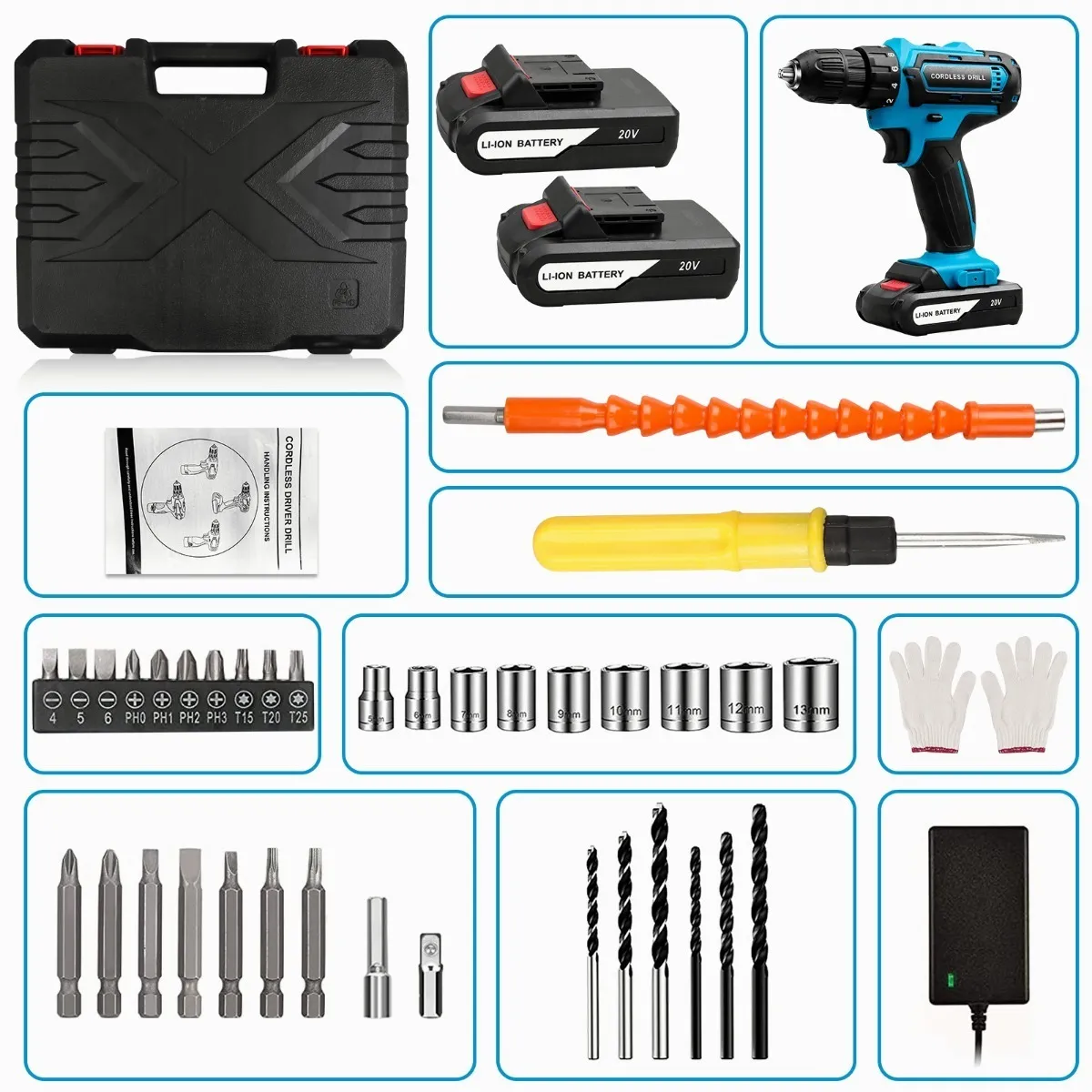 Taladro Atornillador Alto Impacto Inalámbrico Con Baterías
