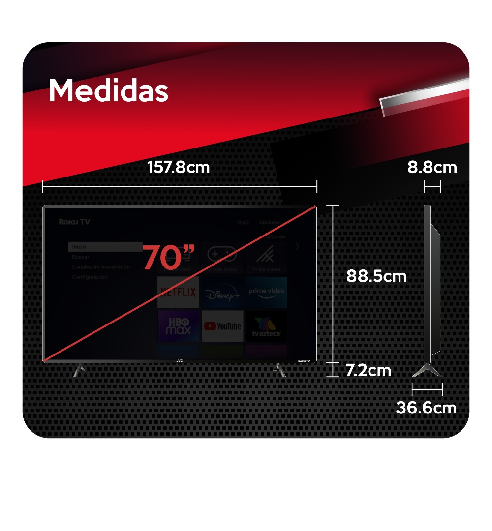 Pantalla Jvc 70 Pulgadas Smart Tv Uhd Roku 