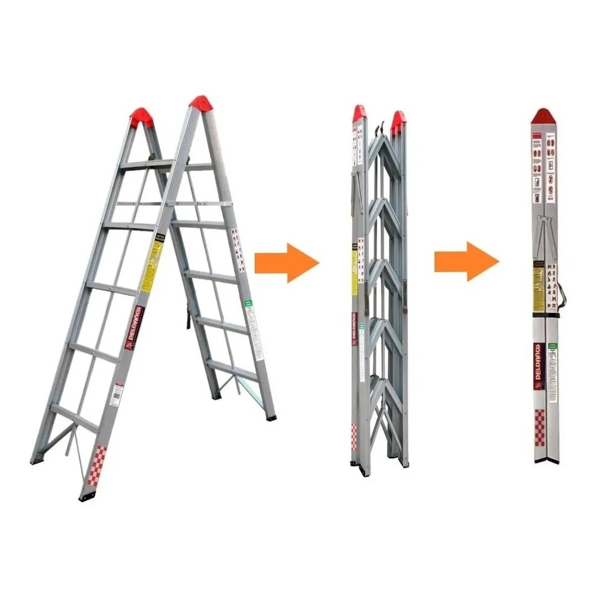 Escalera Plegable Pórtatil Aluminio Para 150 Kg 5 Escalones