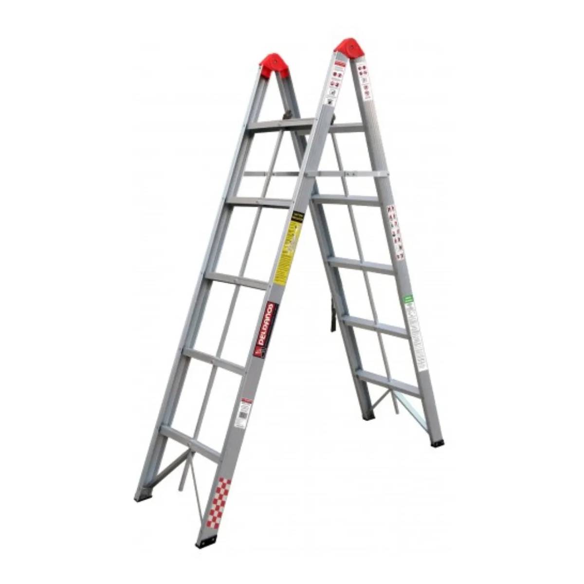 Escalera Plegable Pórtatil Aluminio Para 150 Kg 5 Escalones