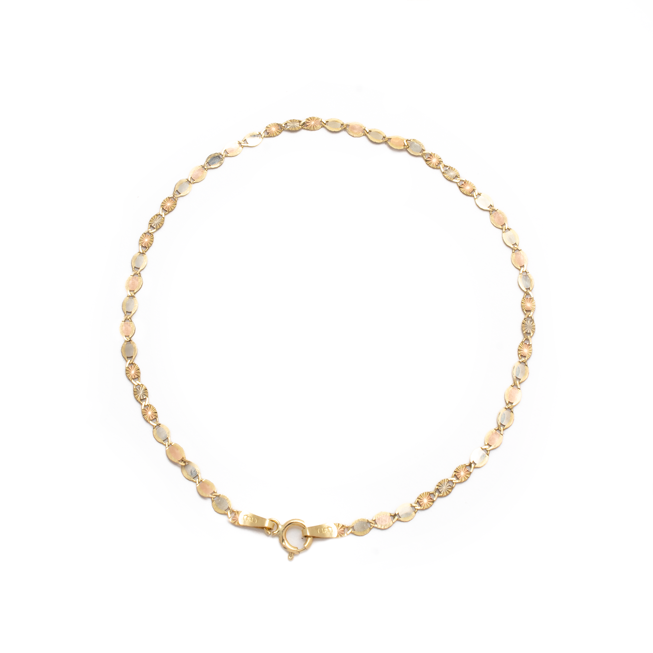 Pulsera Florentino 18.2 cm x 2 mm 3 Oros en Oro 14 Kilates.