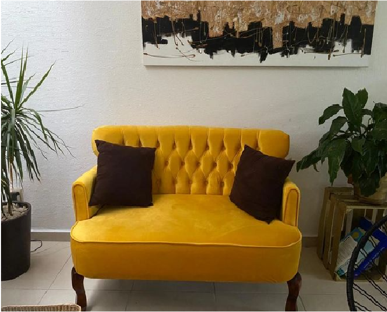 Sillón Sofá Doble capitoneado Vintage Madera 