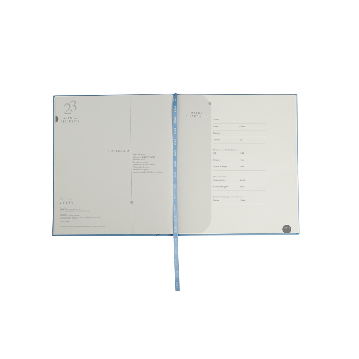 Agenda Ejecutiva Clasica 2023 de escritorio en color Azul marino