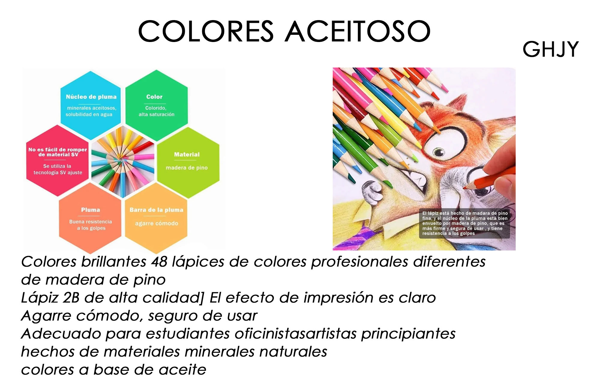 Lápices De Colores de madera Para dibujo Y arte 48 surtidos escolares