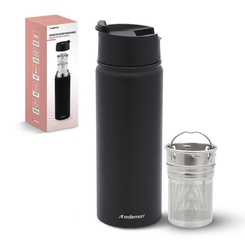Termo Vaso Termico Infusor de Té Acero Inox 550 ml Redlemon