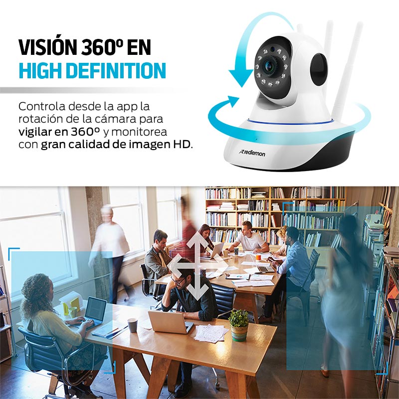 Cámara de Seguridad WiFi HD 360 para Interiores Redlemon