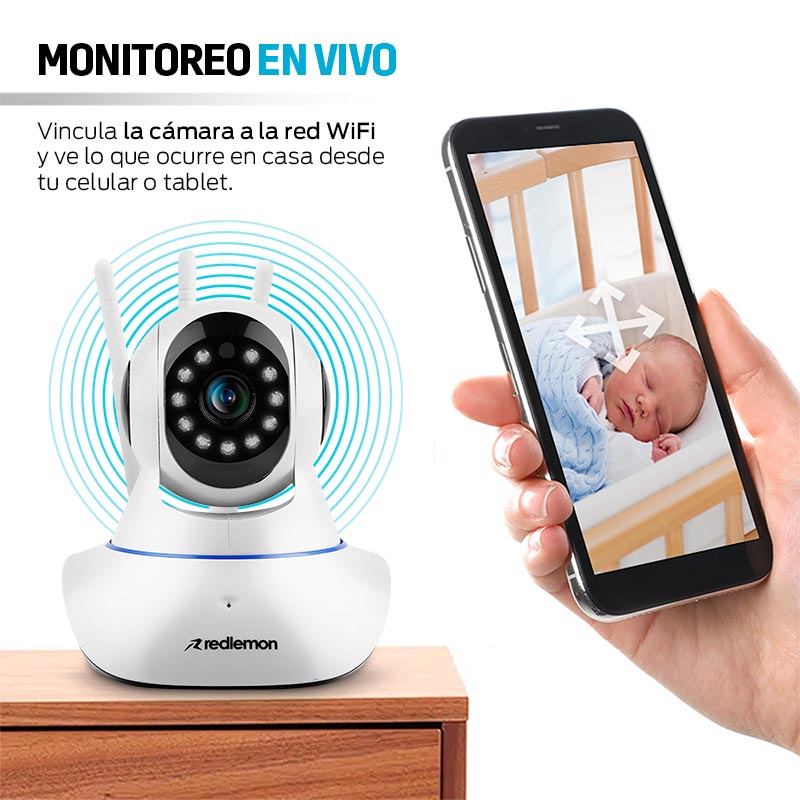 Cámara de Seguridad WiFi HD 360 para Interiores Redlemon