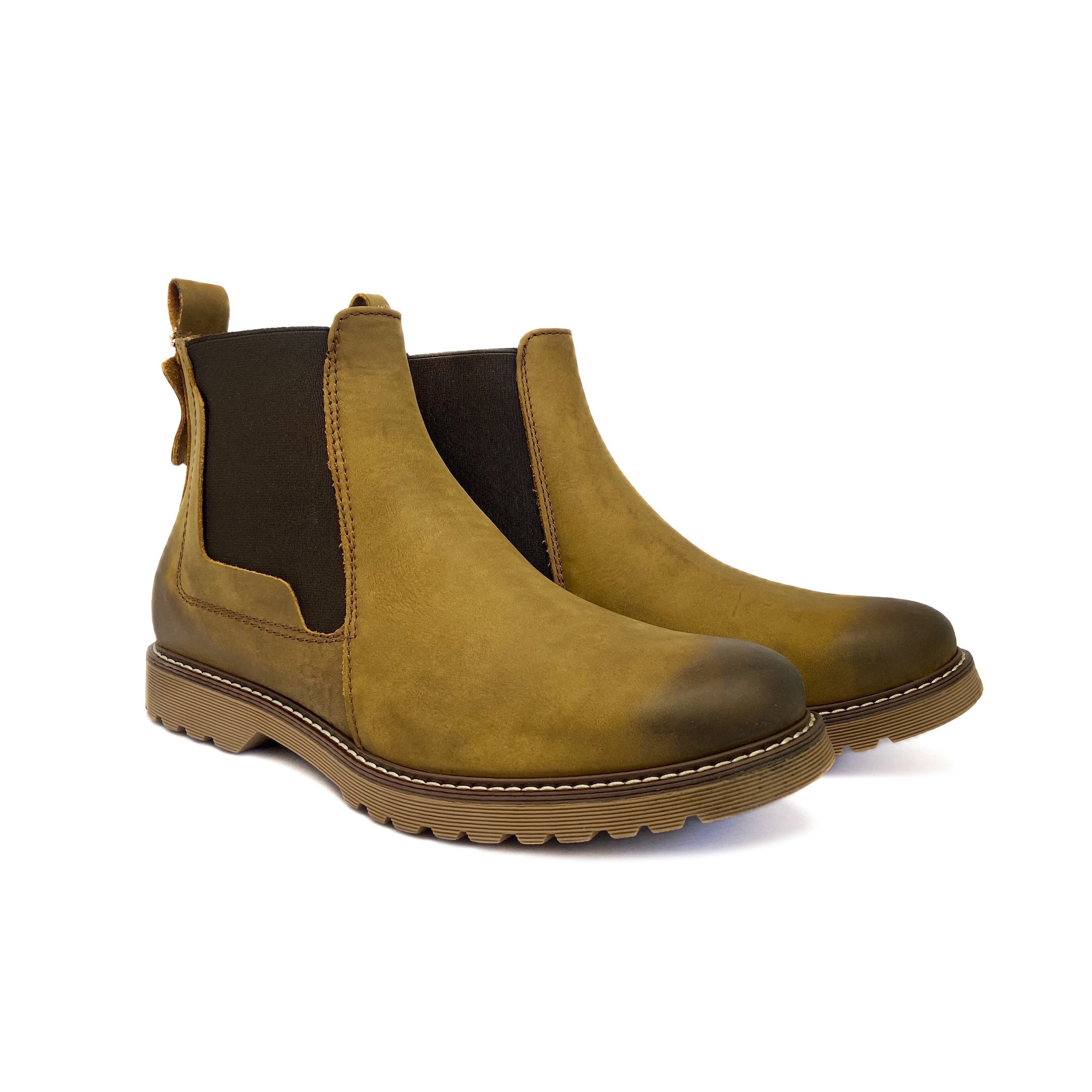 Botín Chelsea Dasalo En Piel Graso Vacuno Miel Para Caballero.