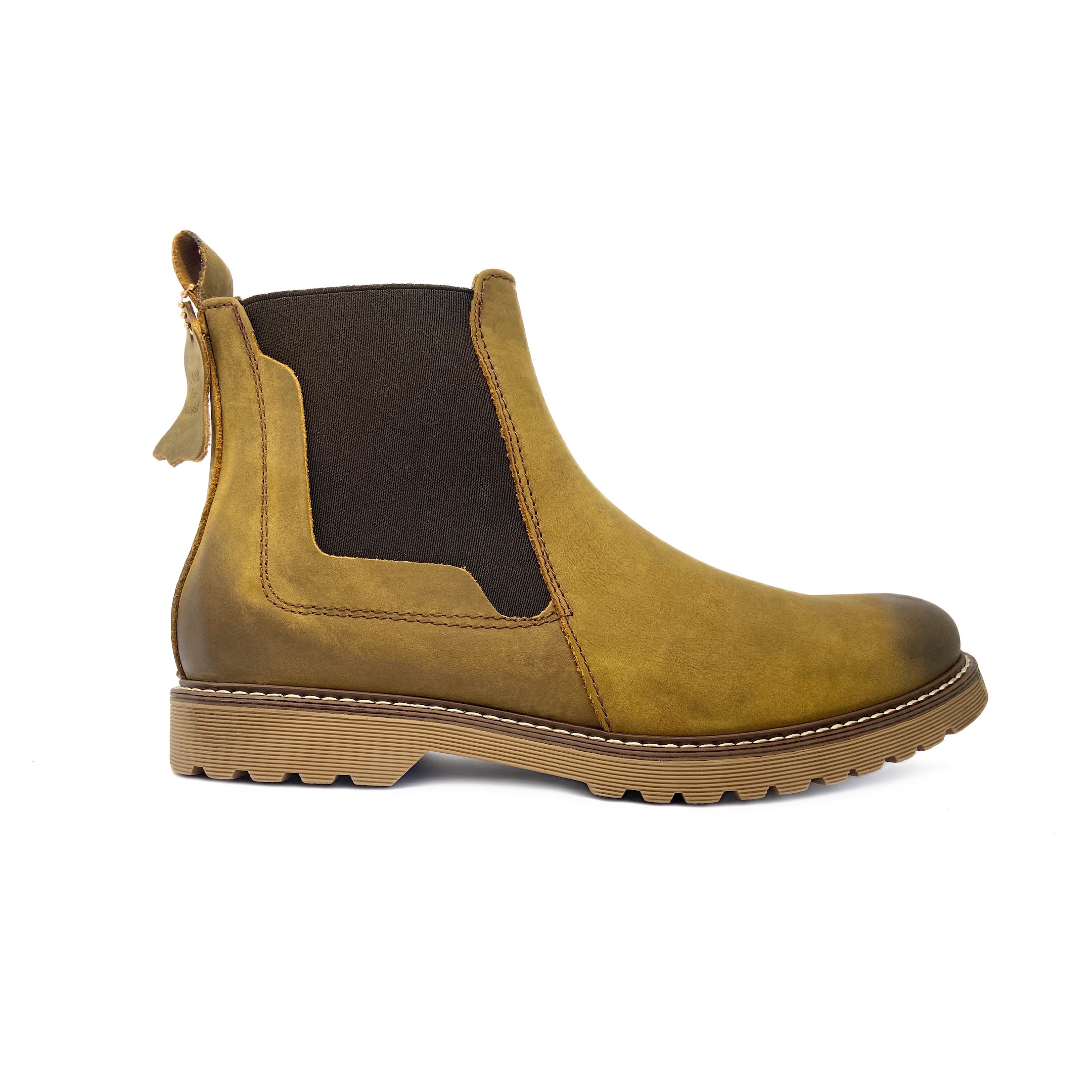 Botín Chelsea Dasalo En Piel Graso Vacuno Miel Para Caballero.