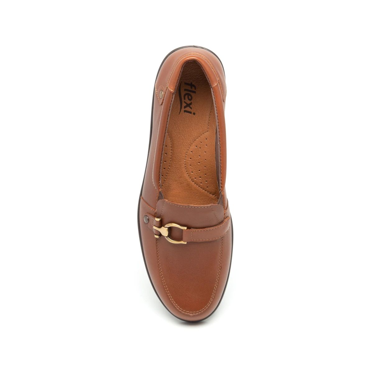 Zapato Dama Flexi 18122-w Cafe Confort Mocasin Herraje