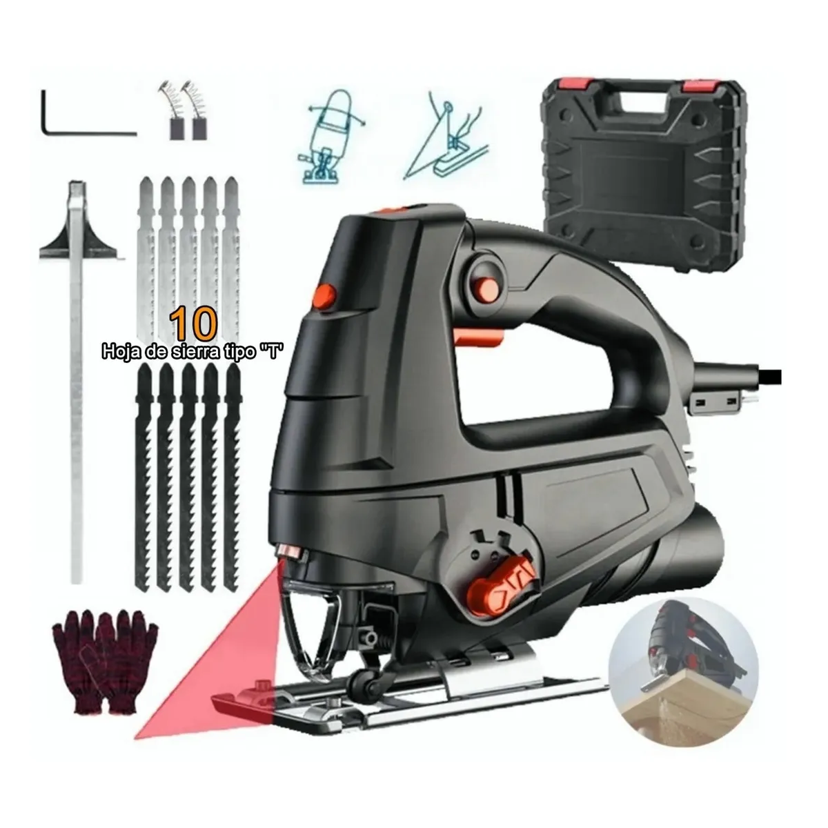 Sierra Caladora Profesional 1080w+16 Accesorios Con Estuche