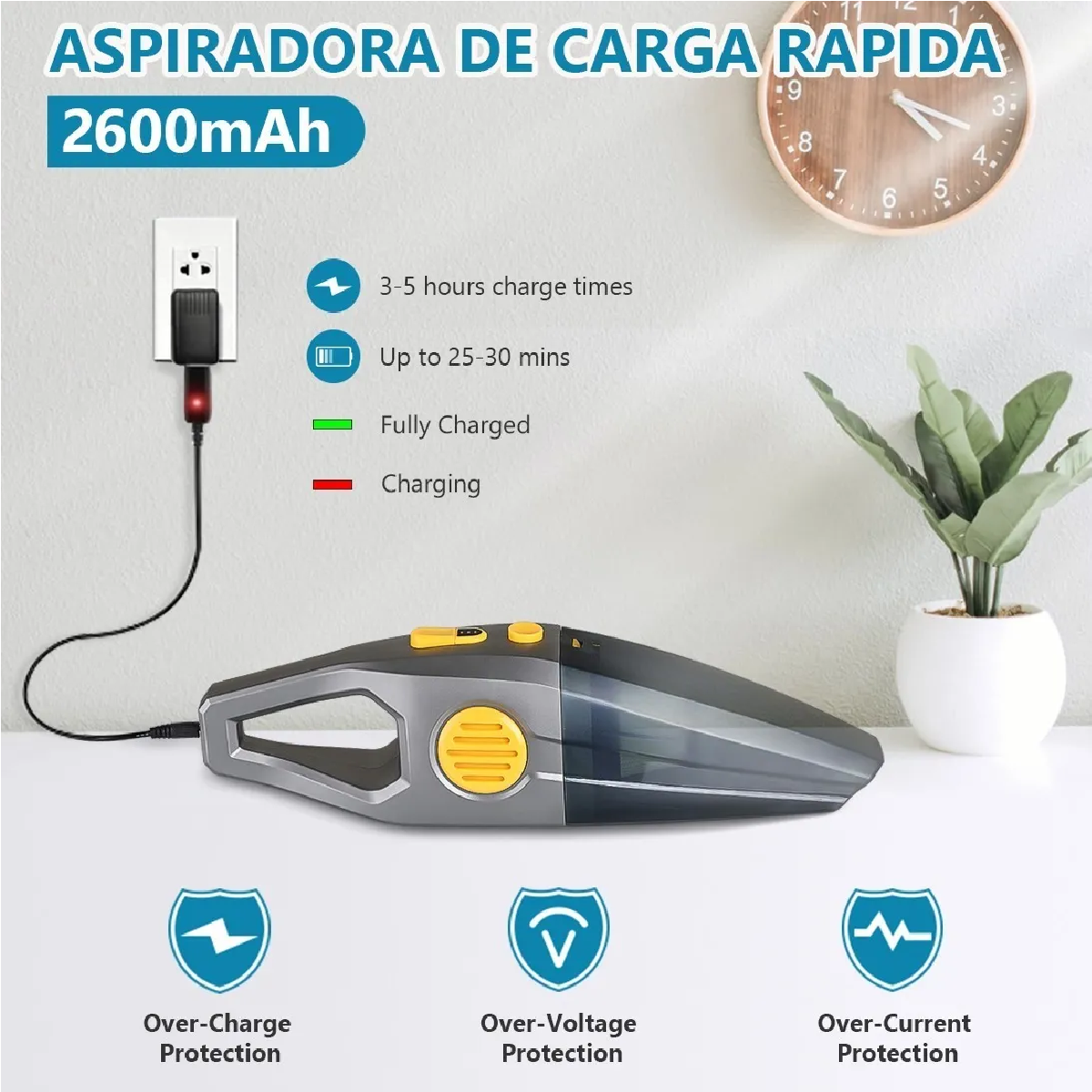 Aspiradora De Mano Portatil Para Automovil Y Hogar 9000 Pa