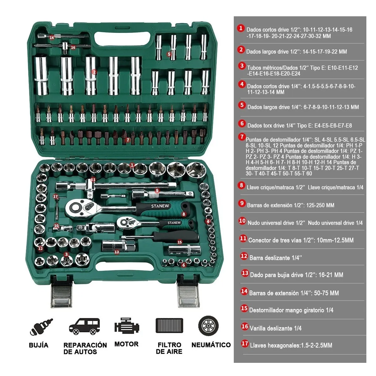 Juego De Herramientas Autocle 108 Pz Con Estuche Dados