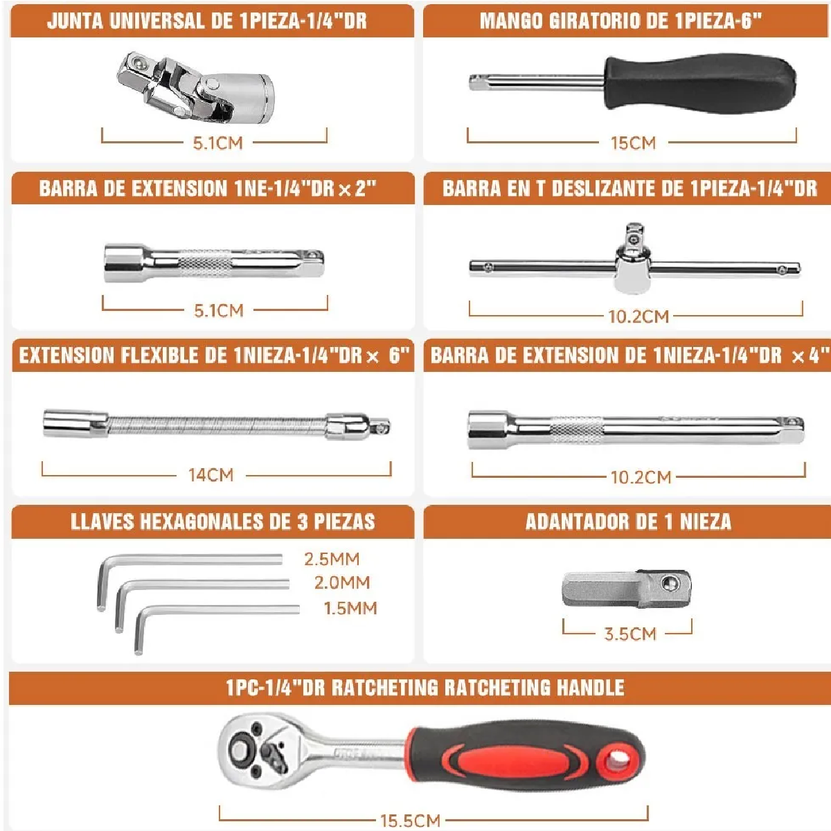 Kit De Herramientas Mecanica 53 Pz Con Desarmador Y Matraca