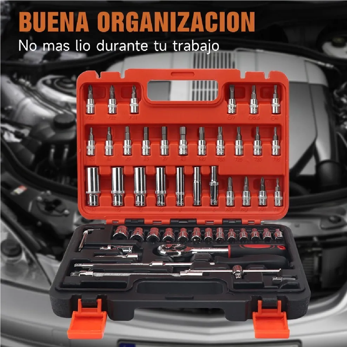 Kit De Herramientas Mecanica 53 Pz Con Desarmador Y Matraca