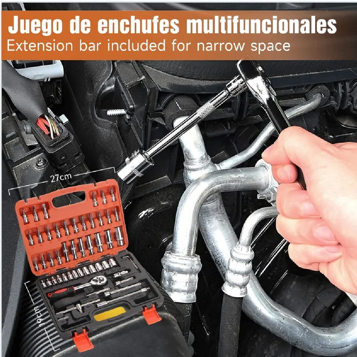 Kit De Herramientas Mecanica 53 Pz Con Desarmador Y Matraca