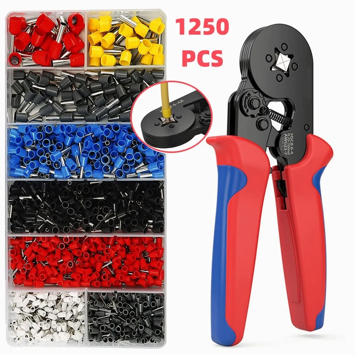 Alicate Terminales Crimpador Y 1250 Terminales De Aislados