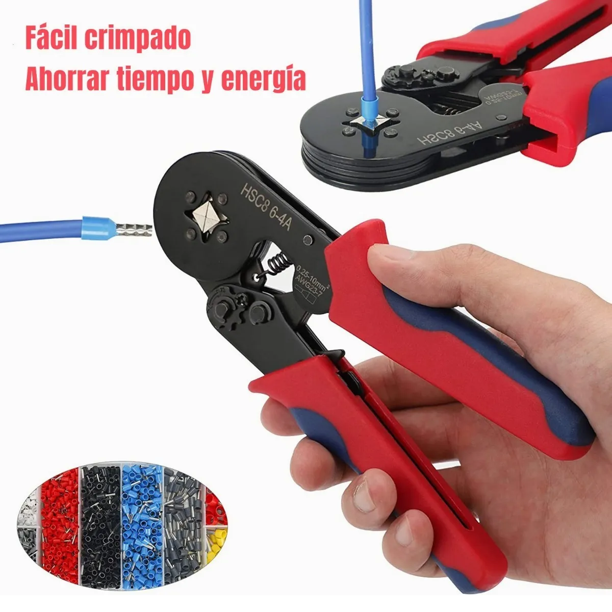 Alicate Terminales Crimpador Y 1250 Terminales De Aislados