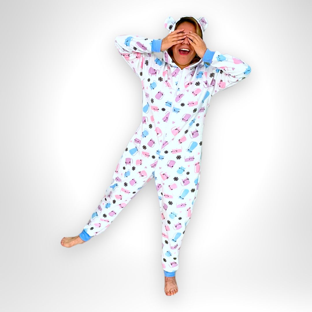 Pijama Mameluco Dama Suave Cómodo Caliente Gatos Lyndo  
