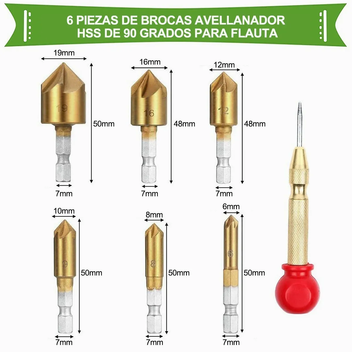 Kit Taladro Avellanador De Paso Redondo Broca Accesorios 26 Pcs